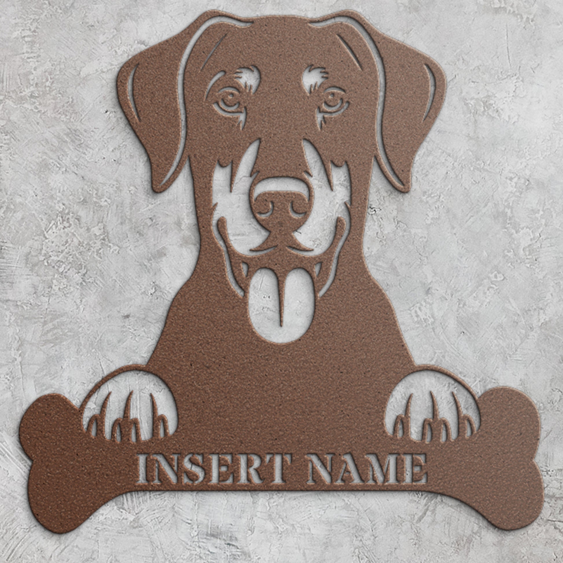 Personalized Dobermann With Bone Metal Sign. Custom Funny Dog Name Decor