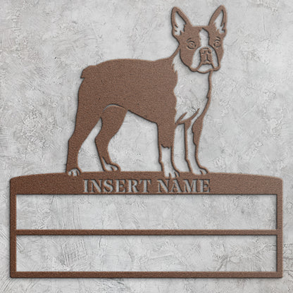 Personalized Boston Terrier Rosette Name Metal Sign. Custom Dog Champion Display