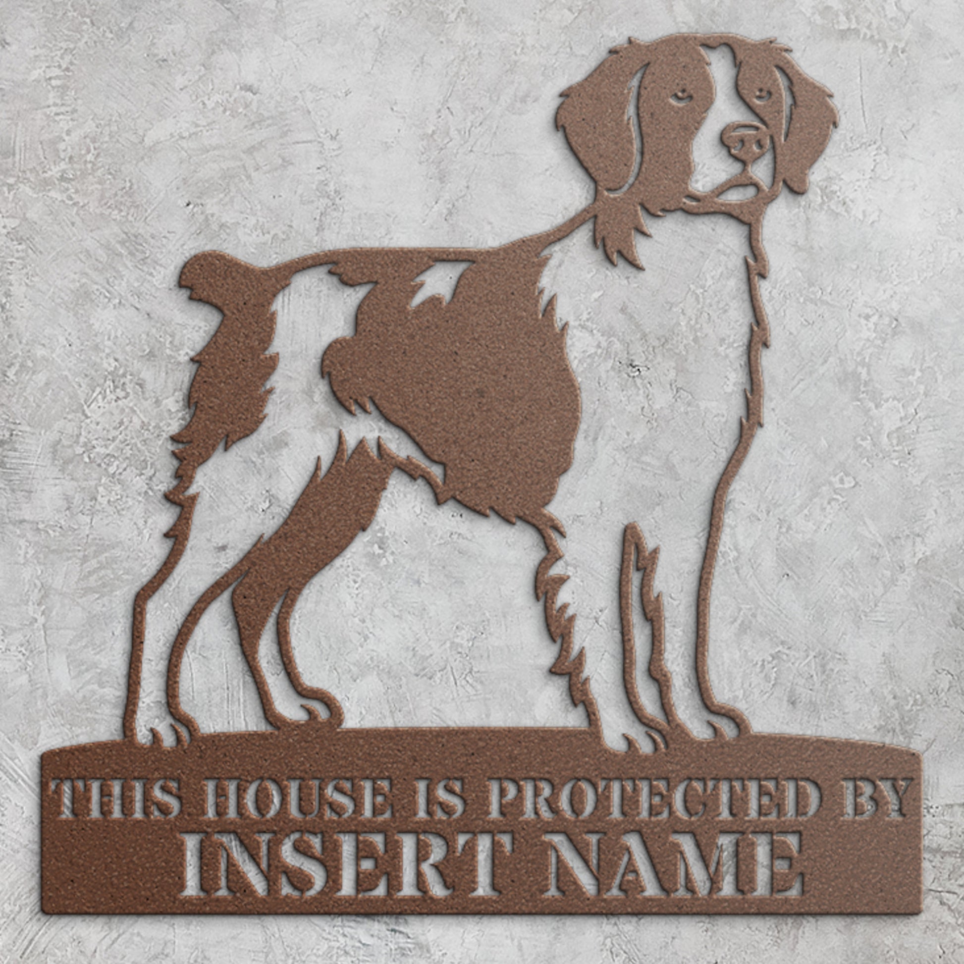 Personalized Brittany Dog Guard Metal Sign. Custom Dog Name Wall Decor