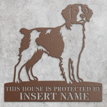 Personalized Brittany Dog Guard Metal Sign. Custom Dog Name Wall Decor
