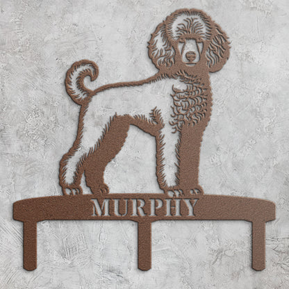 Personalized Poodle Garden Metal Sign With Stakes. Custom Dog Plaque Name Gift