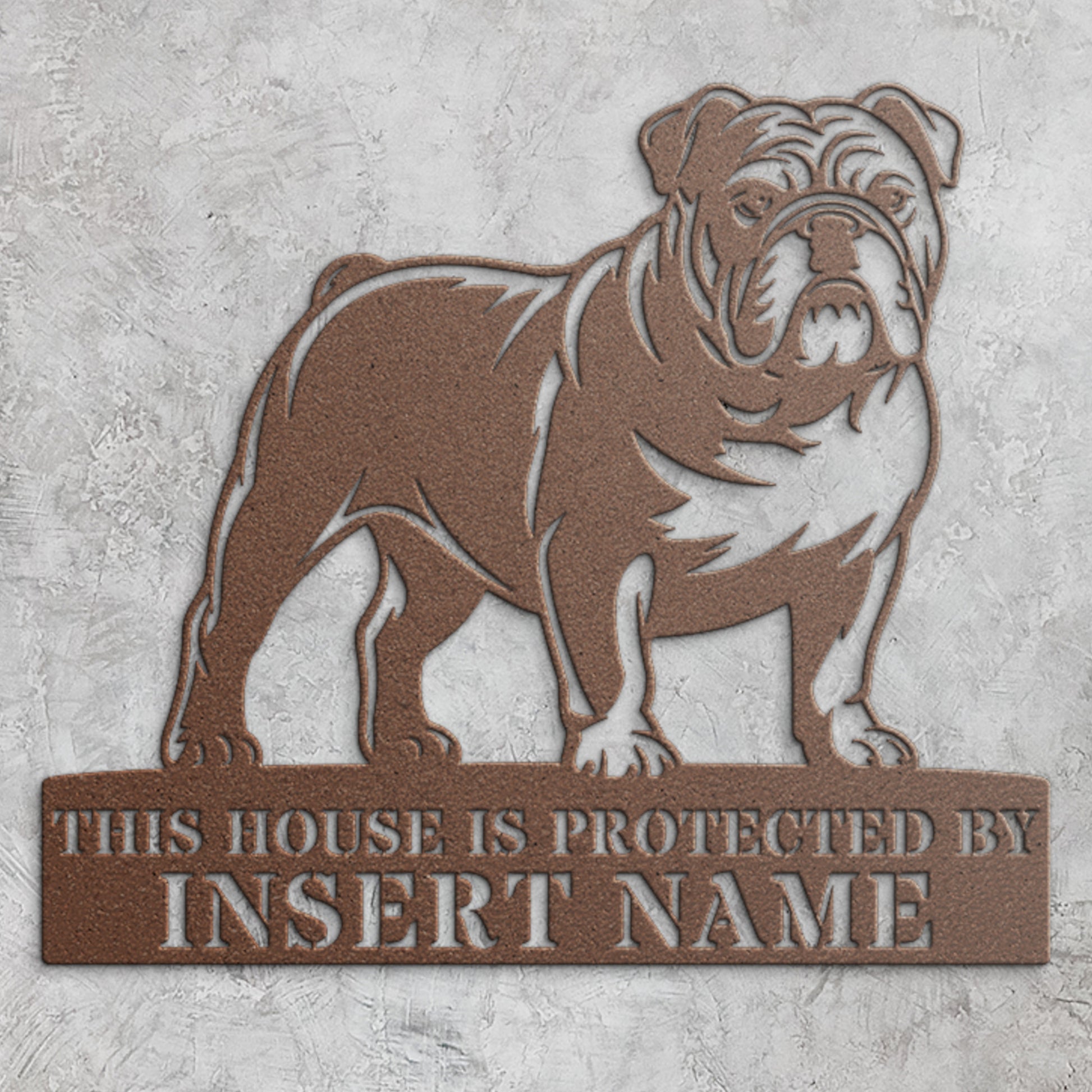 Personalized English Bulldog Guard Metal Sign. Custom Name Wall Decor