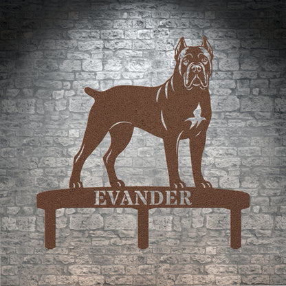 Personalized Cane Corso Garden Metal Sign With Stakes. Custom Dog Plaque Name Gift