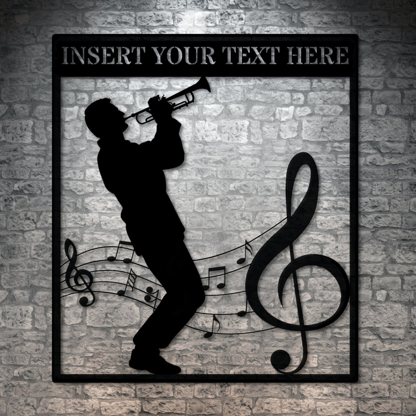Personalized Trumpeter Name Metal Sign Decor In Black With Custom Text