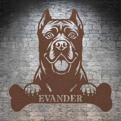 Personalized Cane Corso Dog Bone Name Metal Sign. Funny Custom Dog Wall Decor Gift