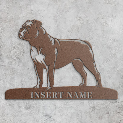 Personalized American Bulldog Metal Sign. Custom Dog Owner Wall Decor Gift