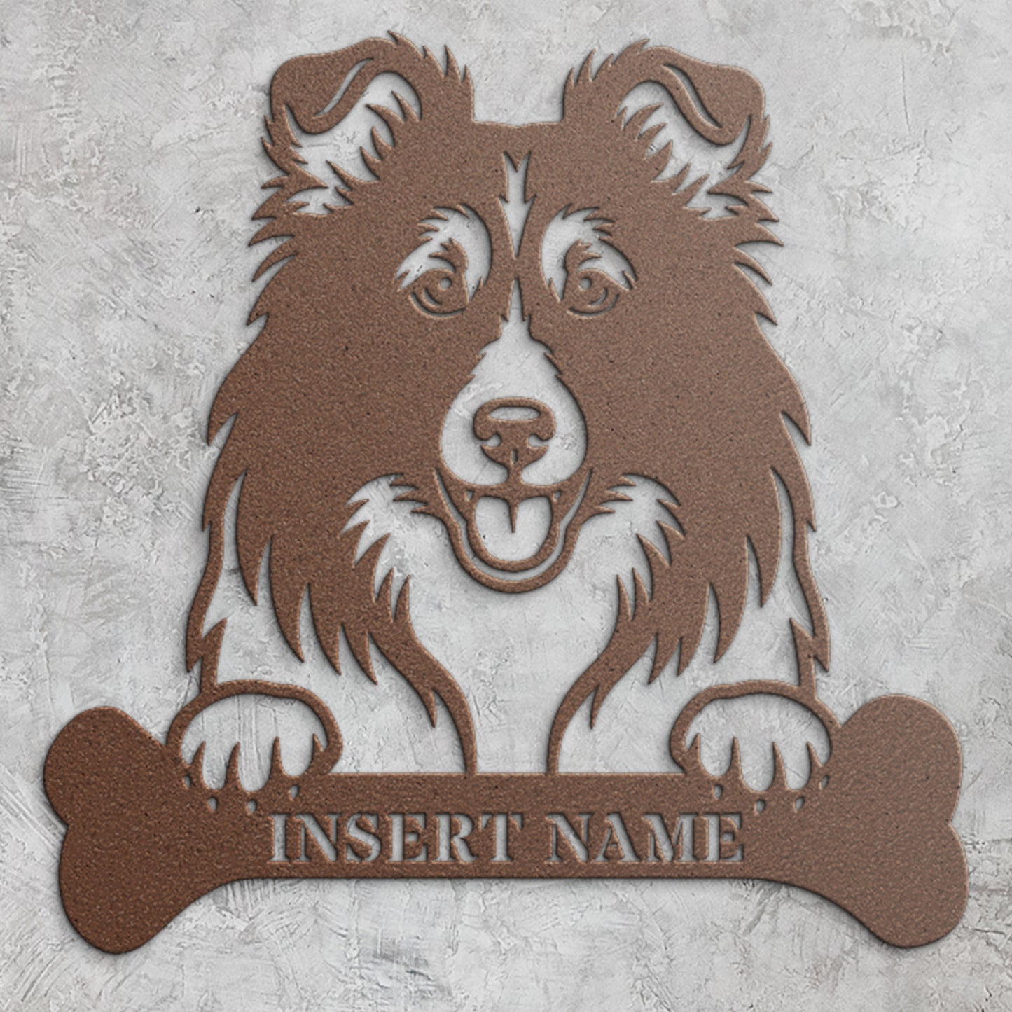 Personalized Shetland Sheepdog Bone Name Metal Sign. Funny Custom Dog Wall Decor Gift