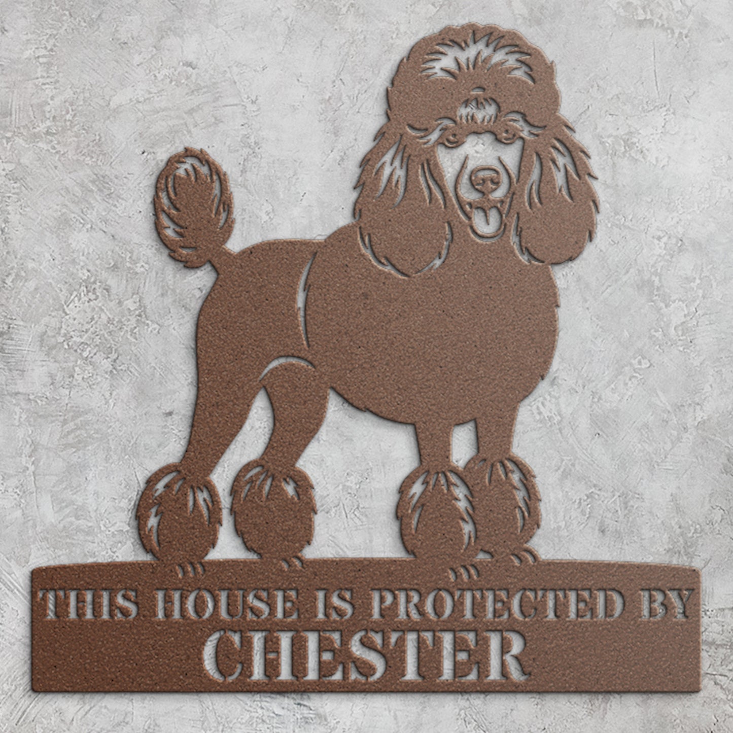 Poodle Personalized Guard Name Metal Sign. Custom Dog Protect Wall Decor
