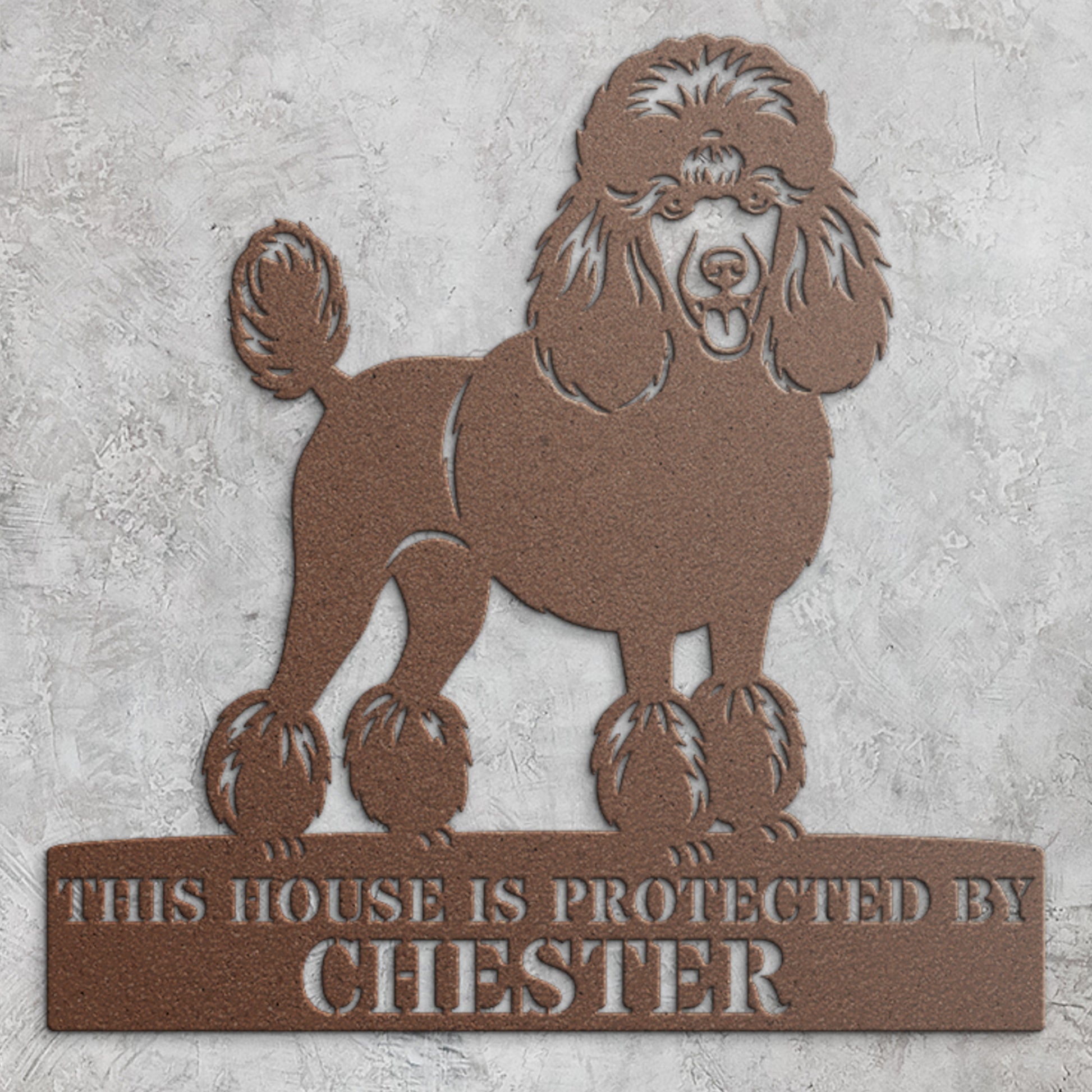 Poodle Personalized Guard Name Metal Sign. Custom Dog Protect Wall Decor