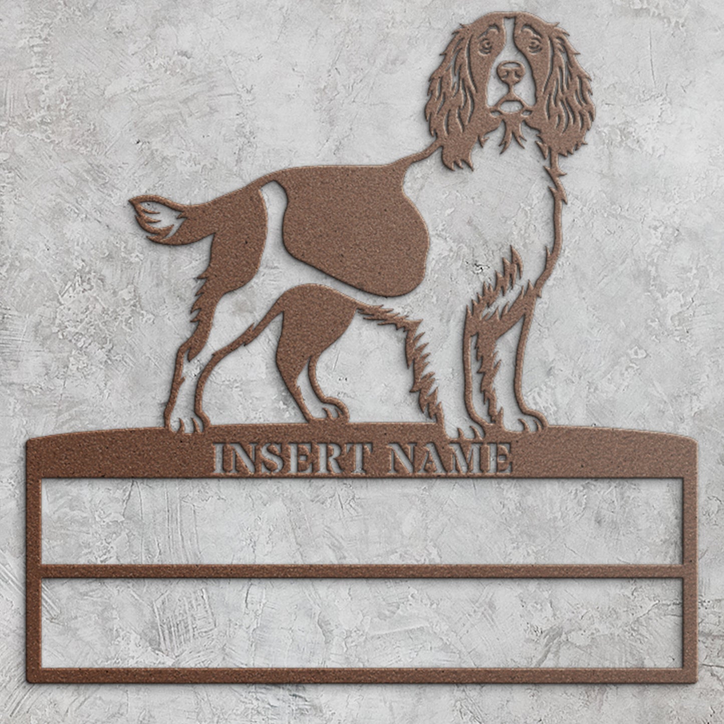 Personalized English Springer Spaniel Rosette Name Metal Sign Champion Display