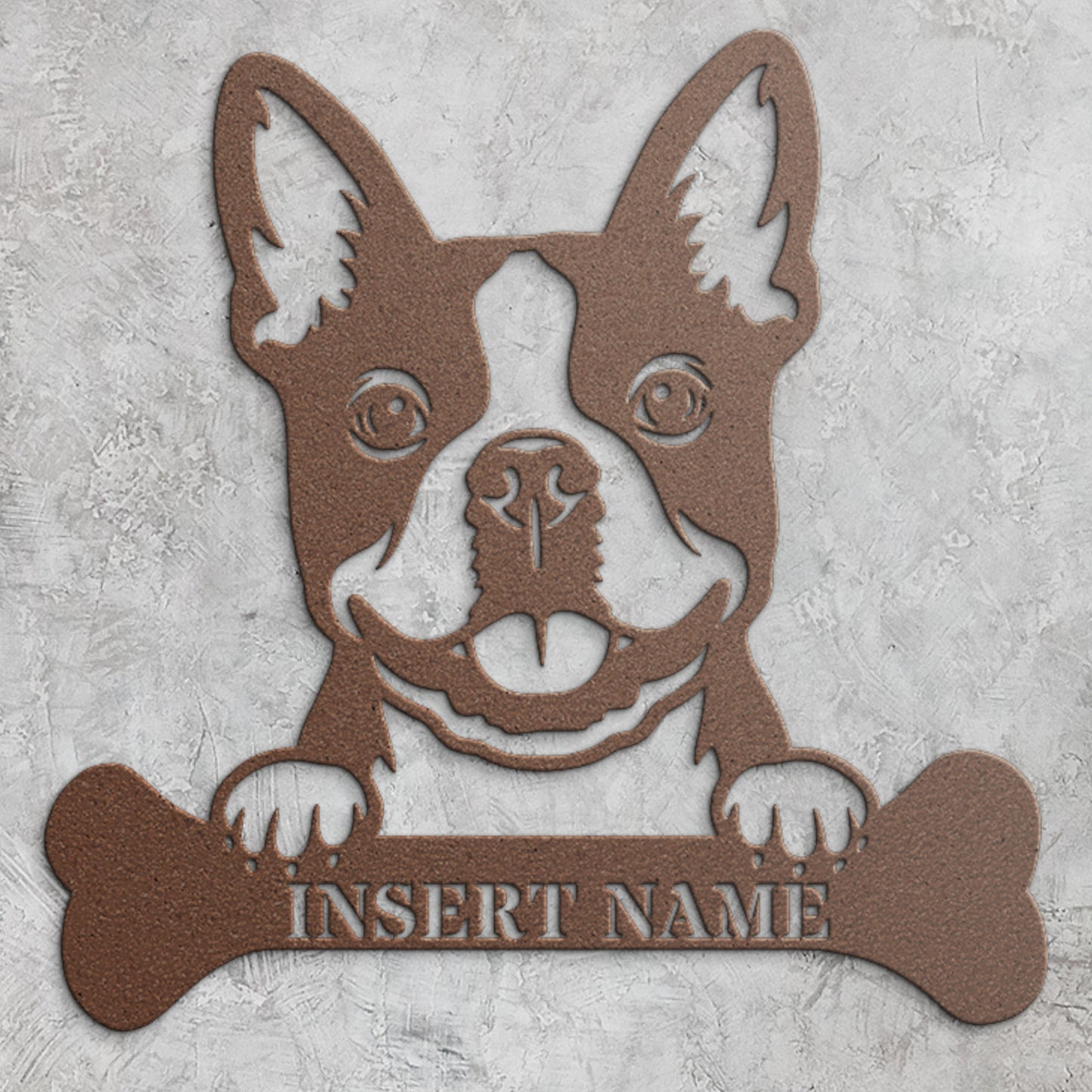 Personalized Boston Terrier With Bone Metal Sign. Custom Funny Dog Name Decor