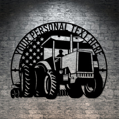 Personalized American Farmer Metal Sign. Custom US Tractor Wall Decor Gift. Barn Wall Hanging. Gift For Farmer. American Flag. Tractor Lover