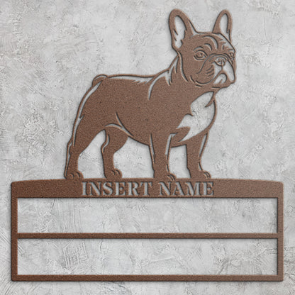 Personalized French Bulldog Rosette Metal Sign Champion Display