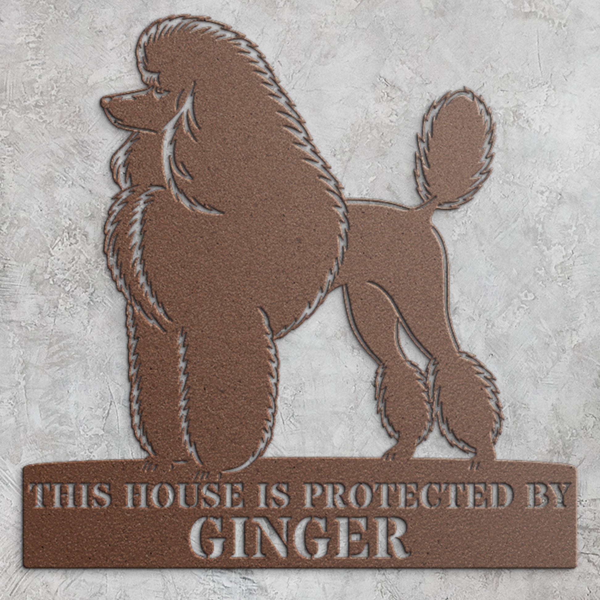 Personalized Dog Guard Name Metal Sign. Custom Poodle Protect Wall Decor