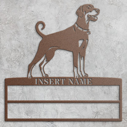 Personalized Dobermann Rosette Name Metal Sign Champion Display