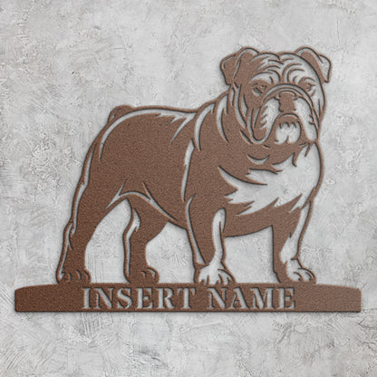 Personalized English Bulldog Metal Sign. Custom Dog Owner Wall Decor Gift