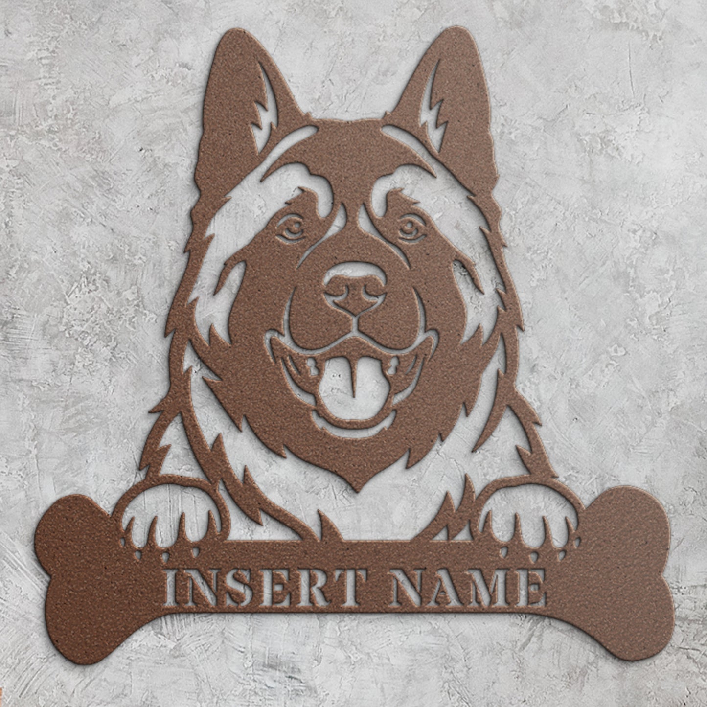 Personalized American Akita With Bone. Custom Dog Name Metal Sign