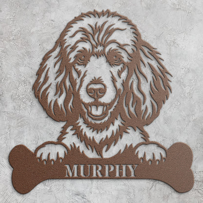 Personalized Poodle With Bone Name Metal Sign. Funny Custom Dog Wall Decor Gift