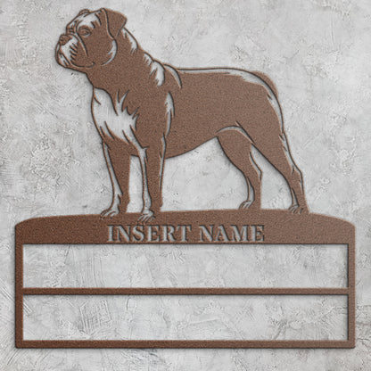 Personalized American Bulldog Rosette Metal Sign Champion Display