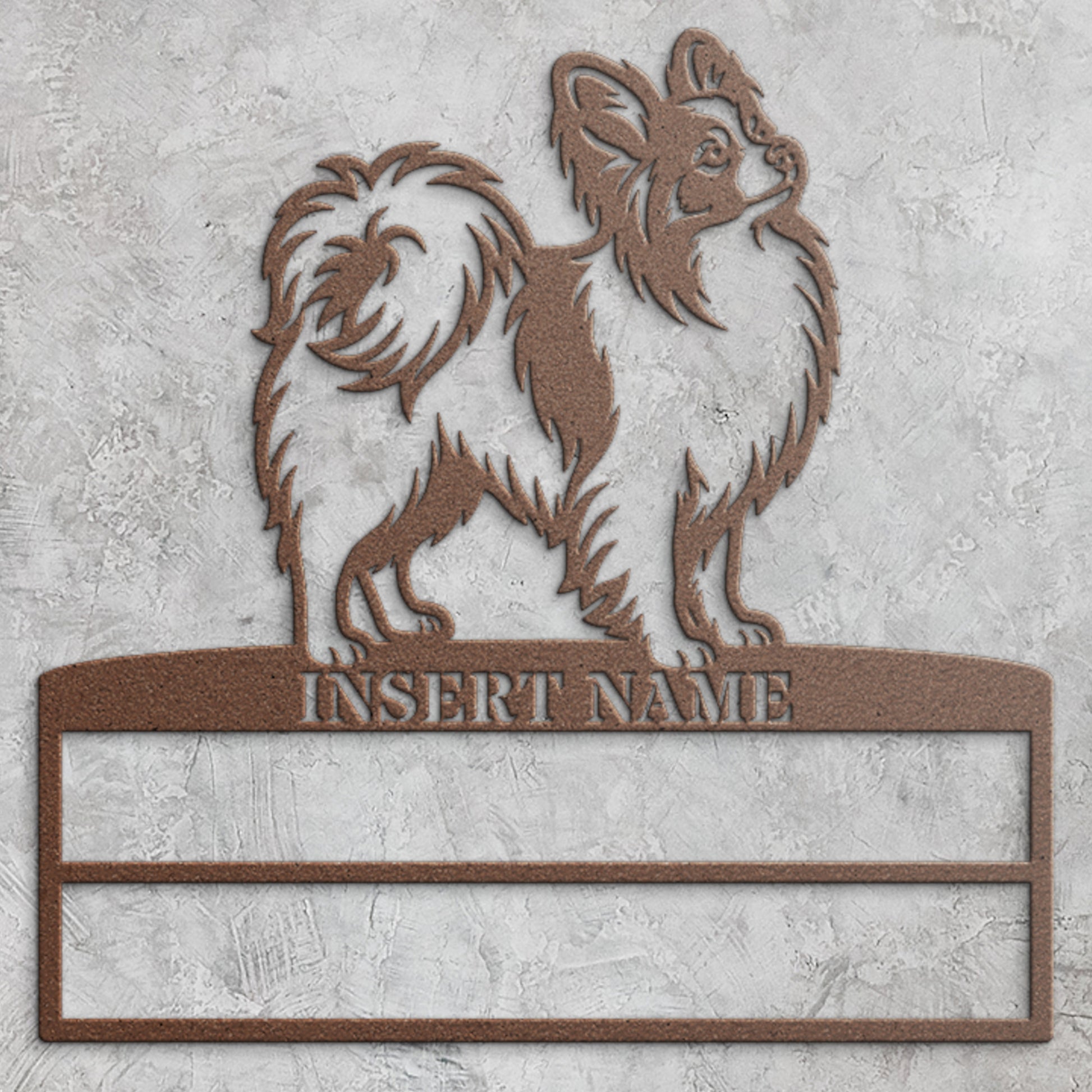 Personalized Papillon Dog Rosette Metal Sign. Custom Champion Ribbon Display