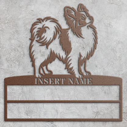 Personalized Papillon Dog Rosette Metal Sign. Custom Champion Ribbon Display