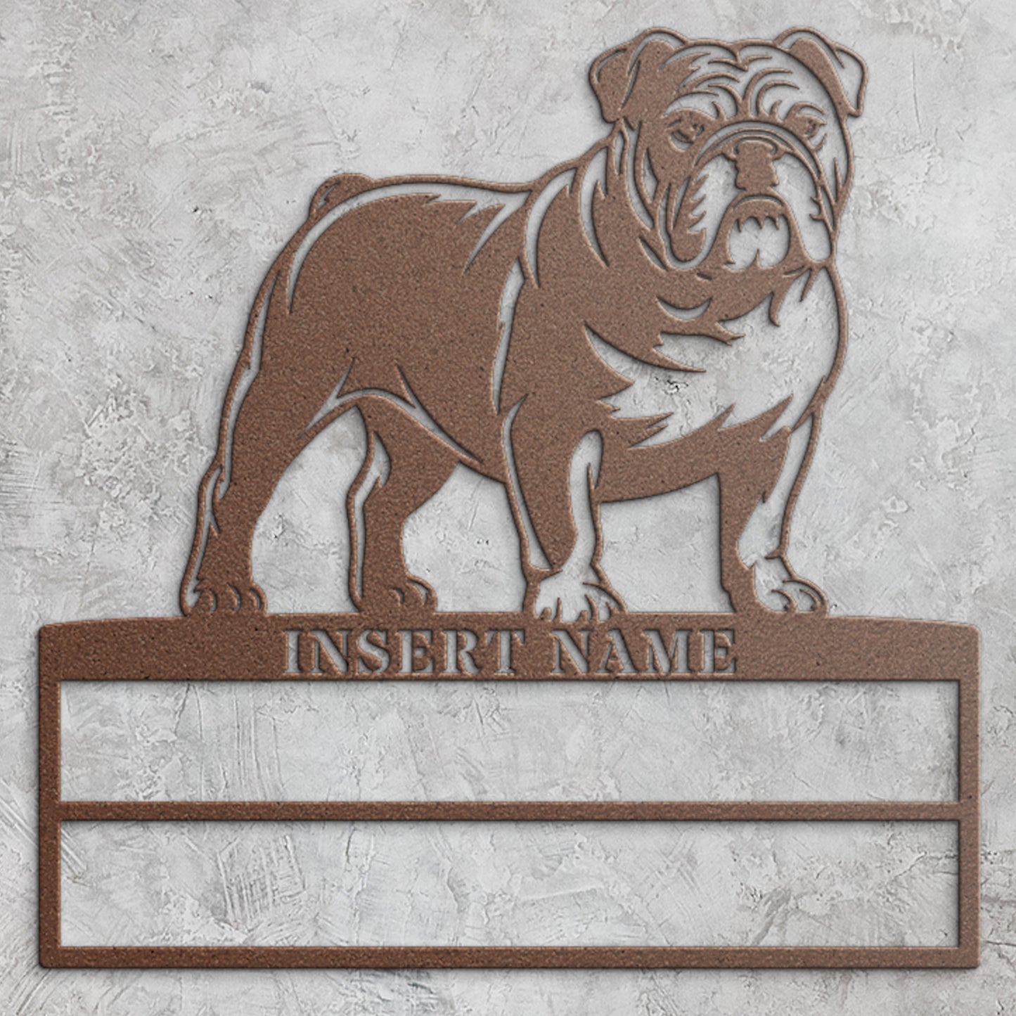 Personalized English Bulldog Rosette Metal Sign Champion Display