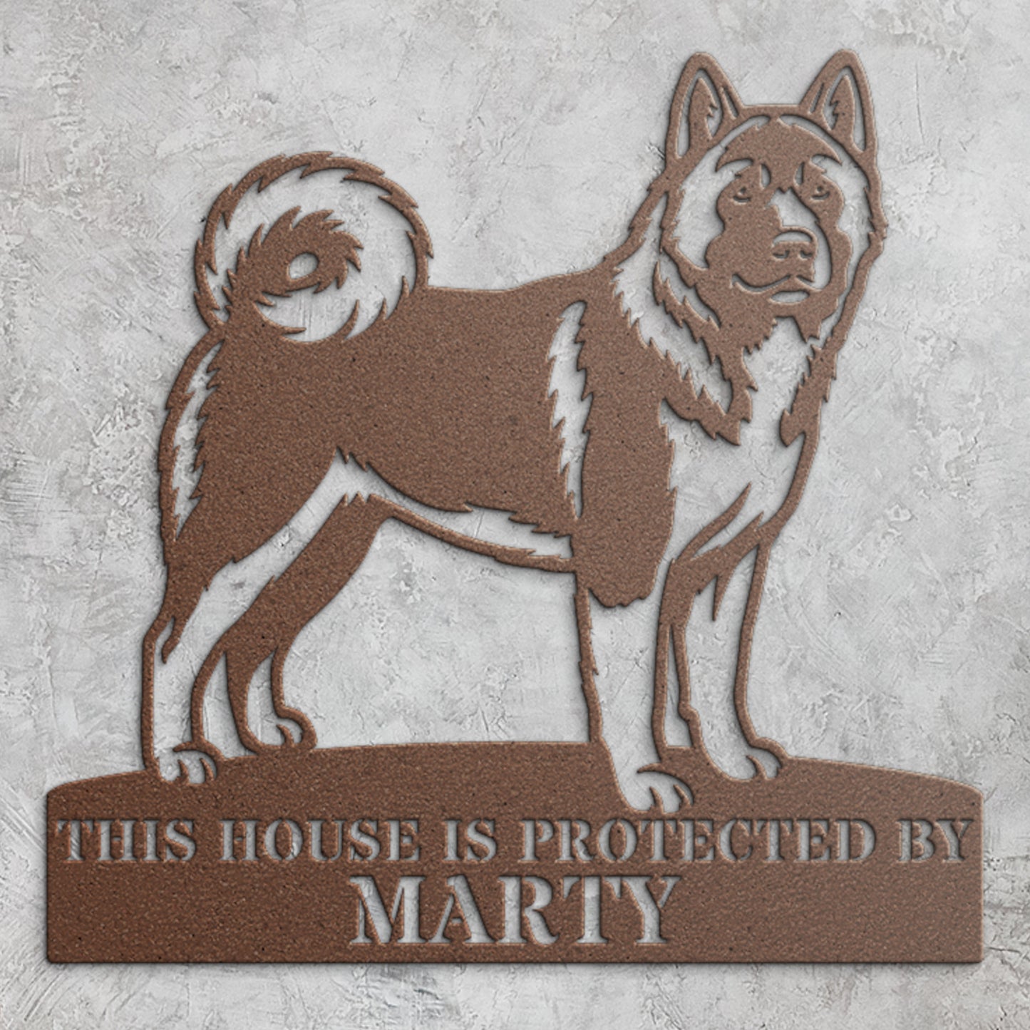 Personalized American Akita Guard Metal Sign. Custom Dog Name Wall Decor