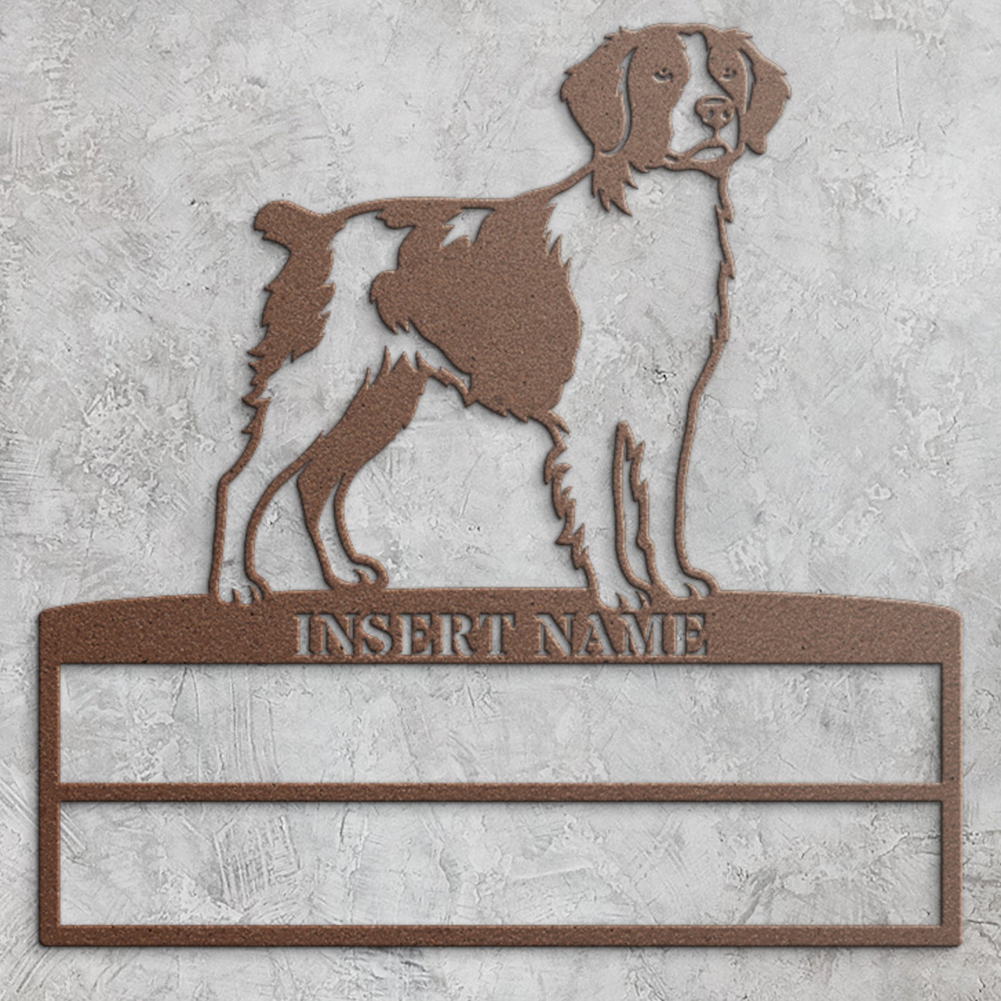 Personalized Brittany Dog Rosette Name Metal Sign Champion Display