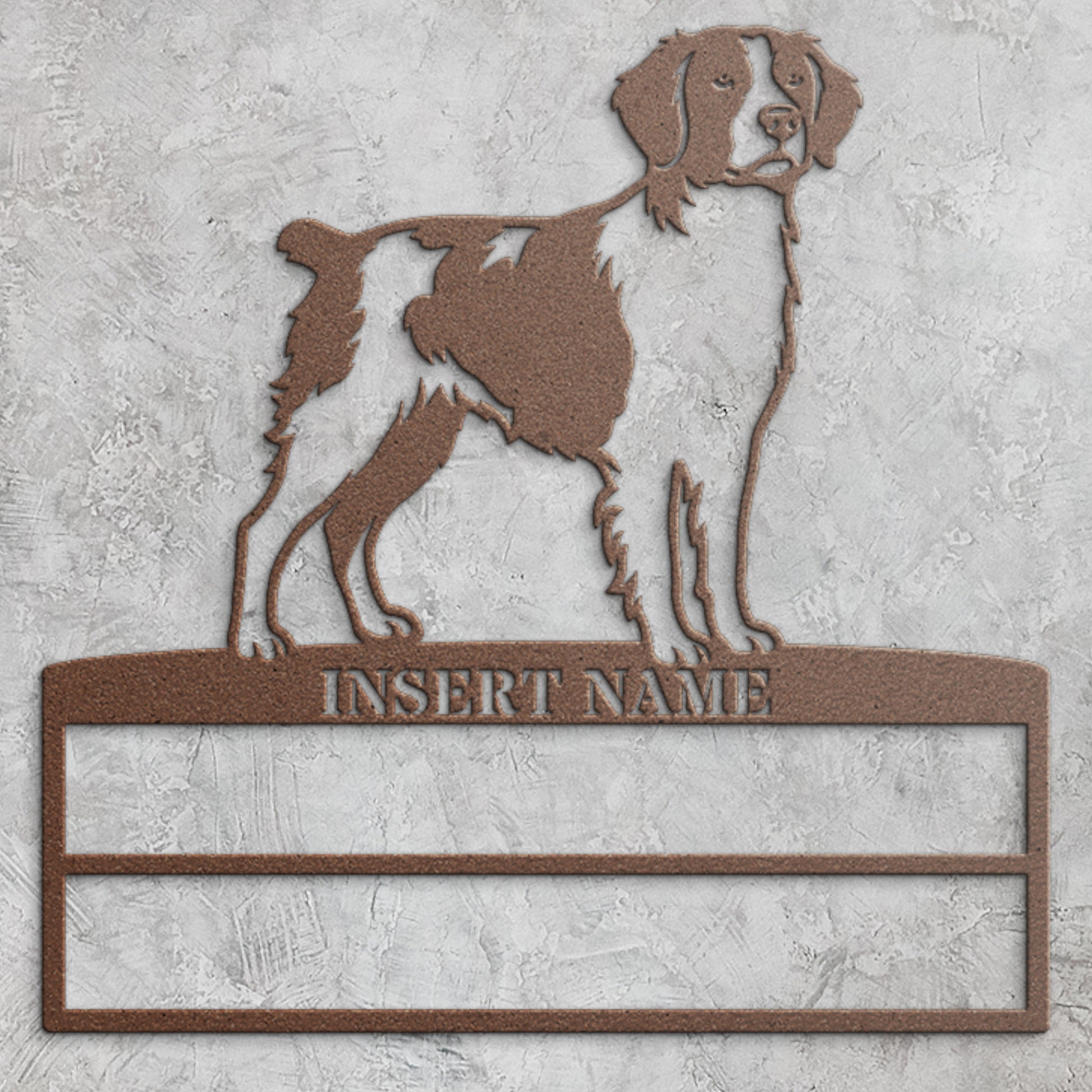 Personalized Brittany Dog Rosette Name Metal Sign Champion Display