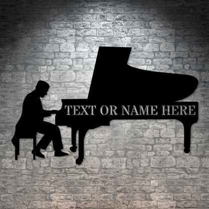 Personalized Musician Name Metal Sign. Custom Piano Player Wall Decor Gift. Personal Music Room Sign Gift. Music Entertainer Wall Hanging