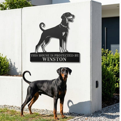 Dobermann Guard Dog Name Metal Sign. Custom Dog  Wall Decor