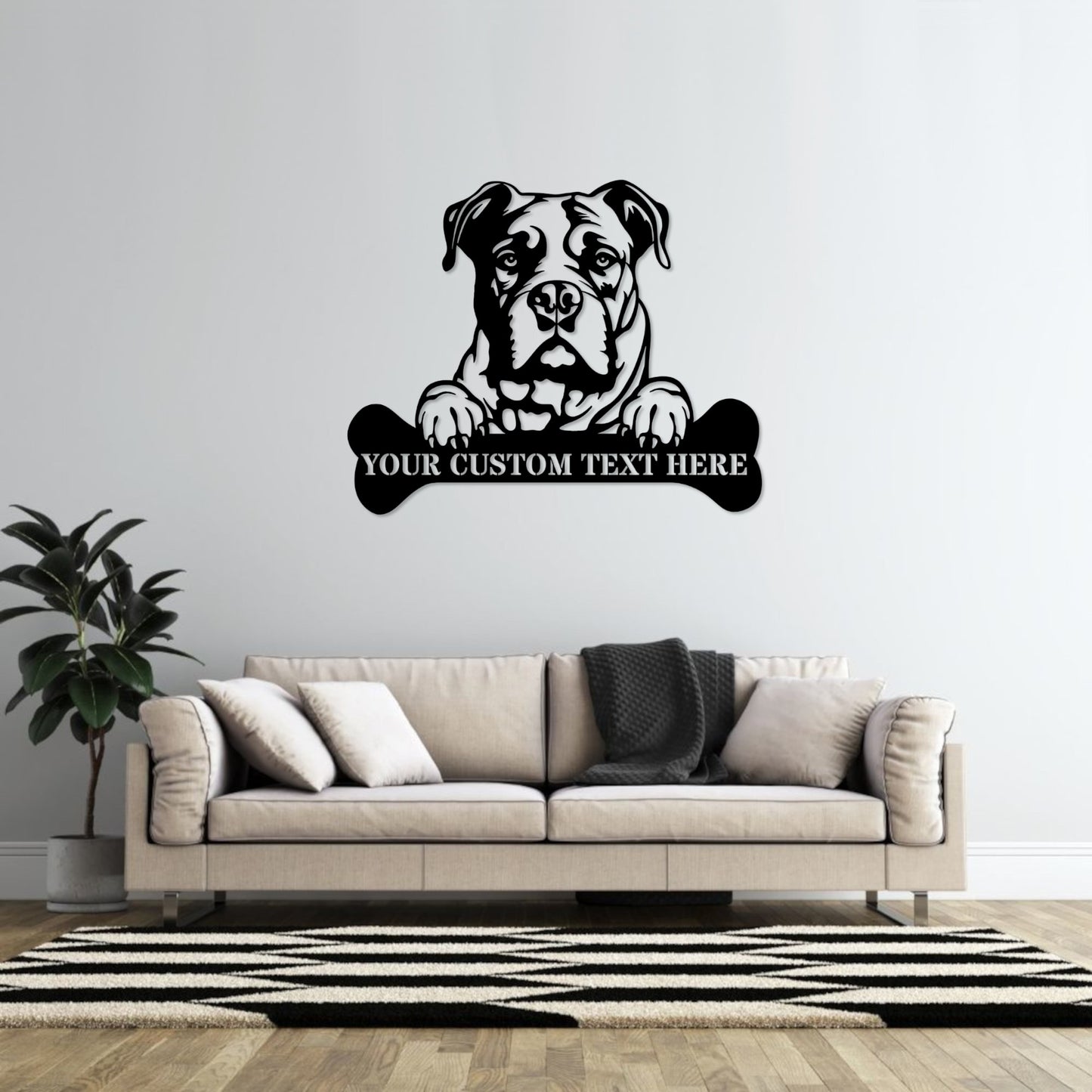 Personalized American Bulldog Name Metal Sign. Customizable Dog Owner Wall Decor Gift