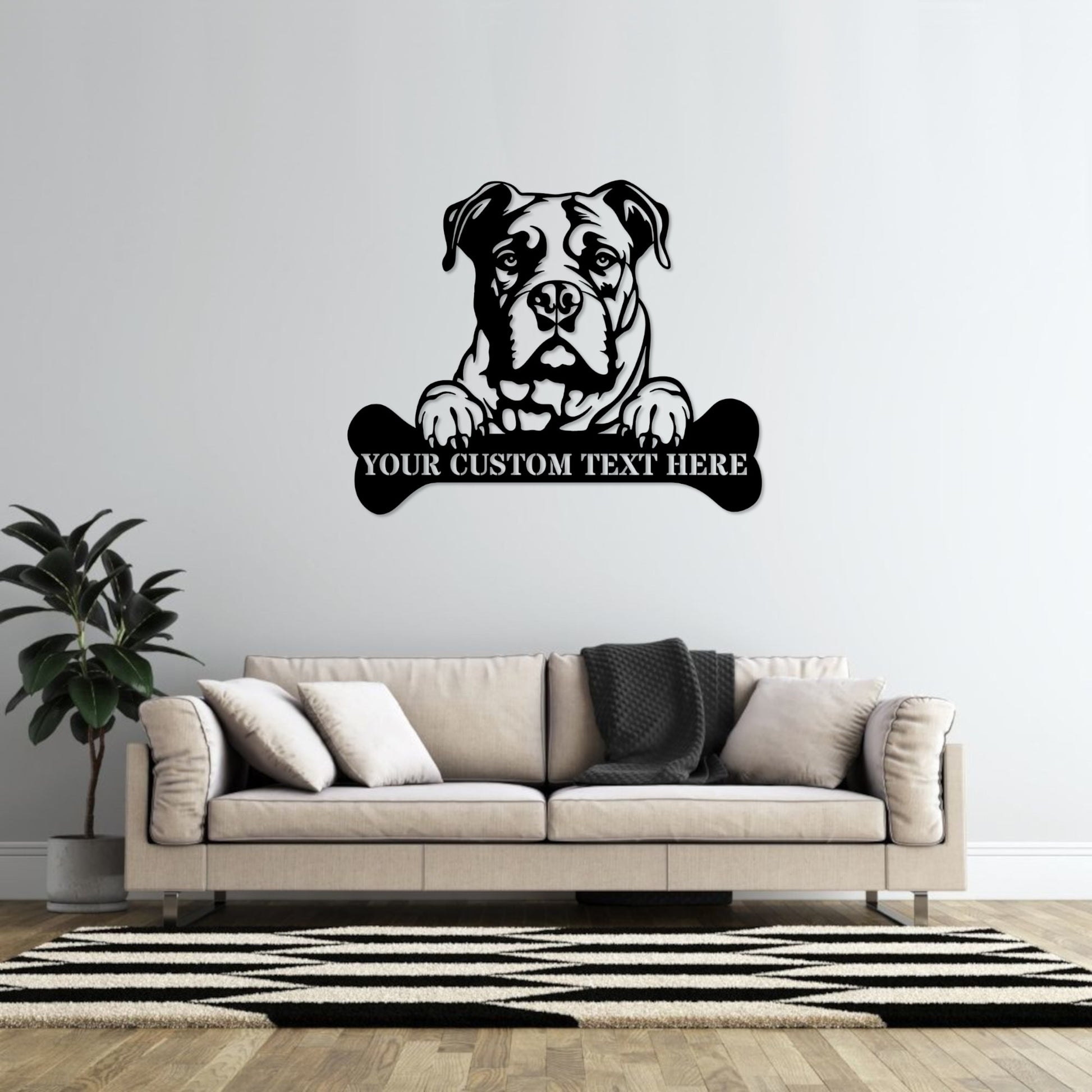 Personalized American Bulldog Name Metal Sign. Customizable Dog Owner Wall Decor Gift