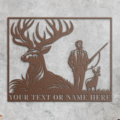 Personalized Hunting Cabin Name Metal Sign In Copper