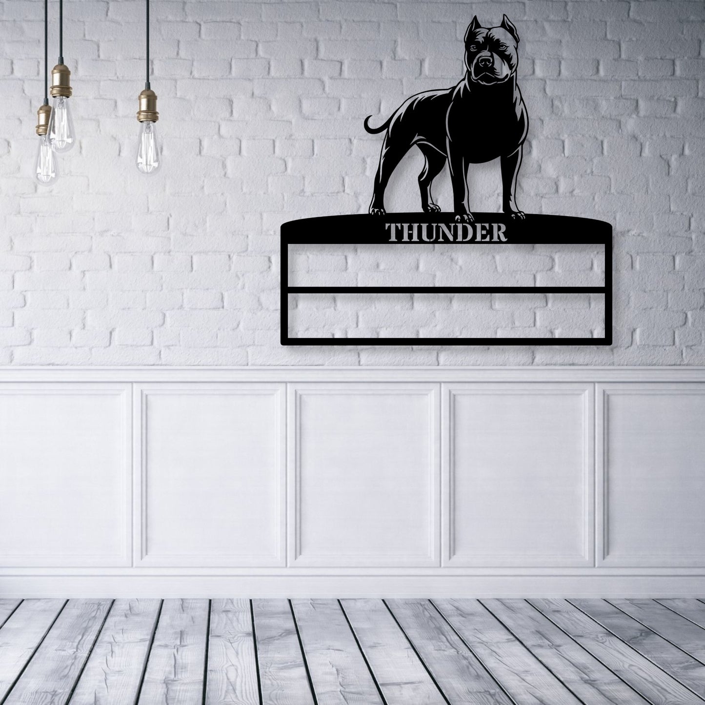 10 Inch Personalized Pitbull Terrier Ribbon Display Metal Sign. Custom Dog Champion Wall Decor Gift