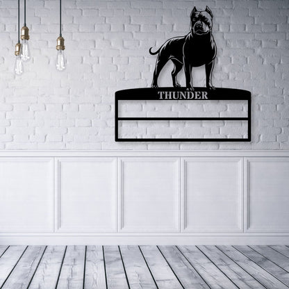 10 Inch Personalized Pitbull Terrier Ribbon Display Metal Sign. Custom Dog Champion Wall Decor Gift