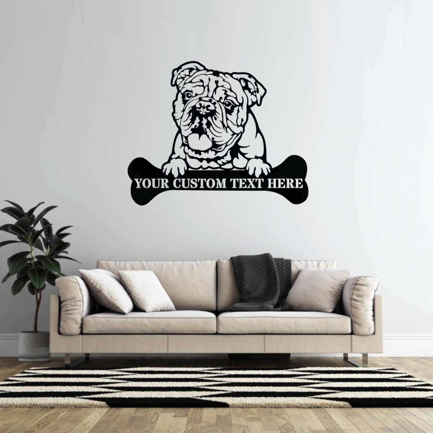 Personalized English bulldog Name Metal Sign. Customizable Dog Wall Decor Gift