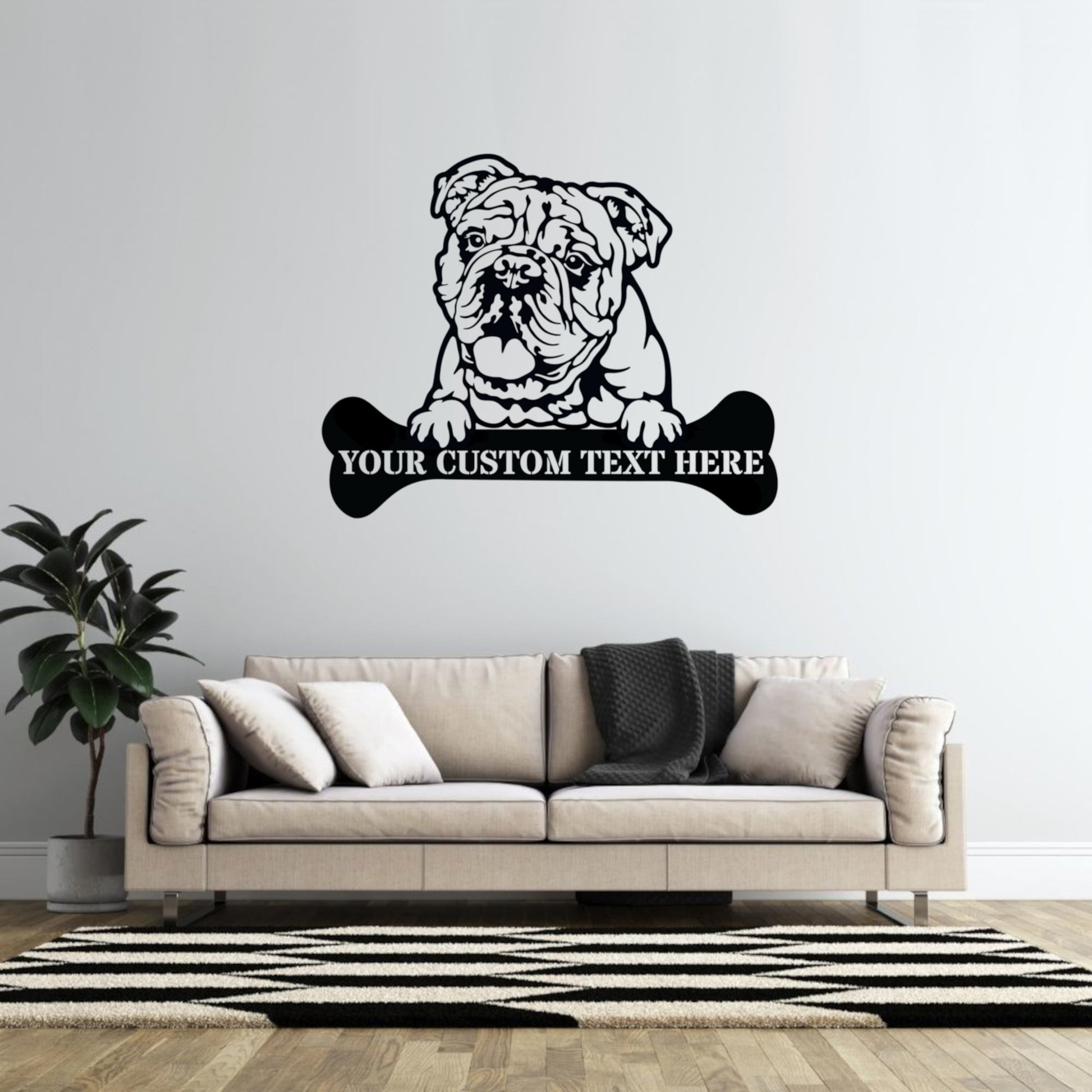 Personalized English bulldog Name Metal Sign. Customizable Dog Wall Decor Gift