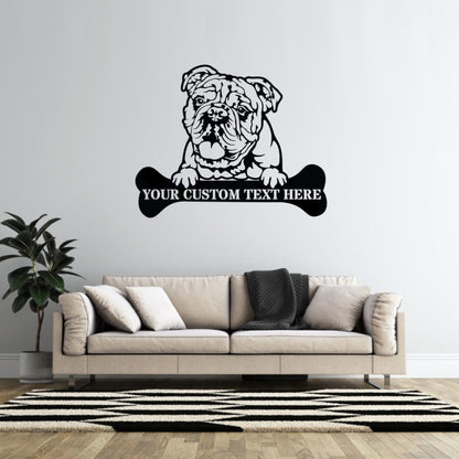 Personalized English bulldog Name Metal Sign. Customizable Dog Wall Decor Gift