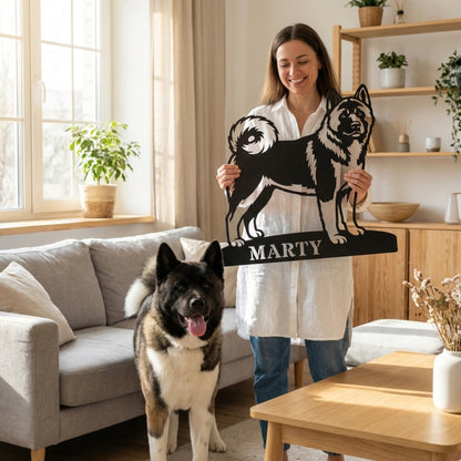 Personalized American Akita Metal Sign. Custom Dog Owner Wall Decor Gift