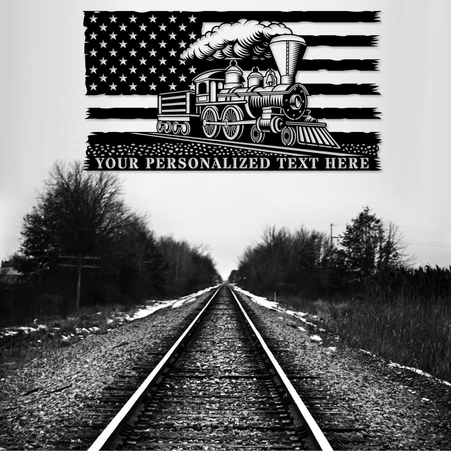 Railroad Personalized Name Metal Sign Gift. Railway Metal Wall Art Monogram. Custom Locomotive Name Steel Sign. US Steamtrain Operator Gift