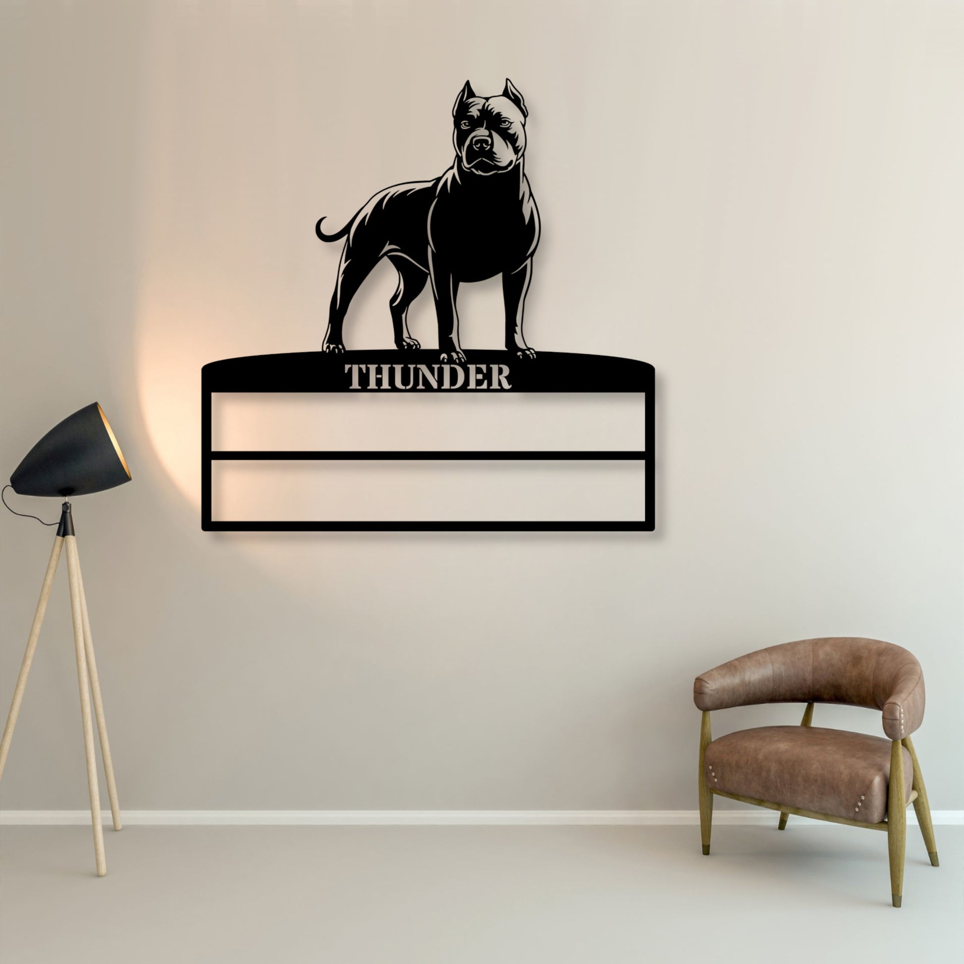 12 Inch Personalized Pitbull Terrier Ribbon Display Metal Sign. Custom Dog Champion Wall Decor Gift