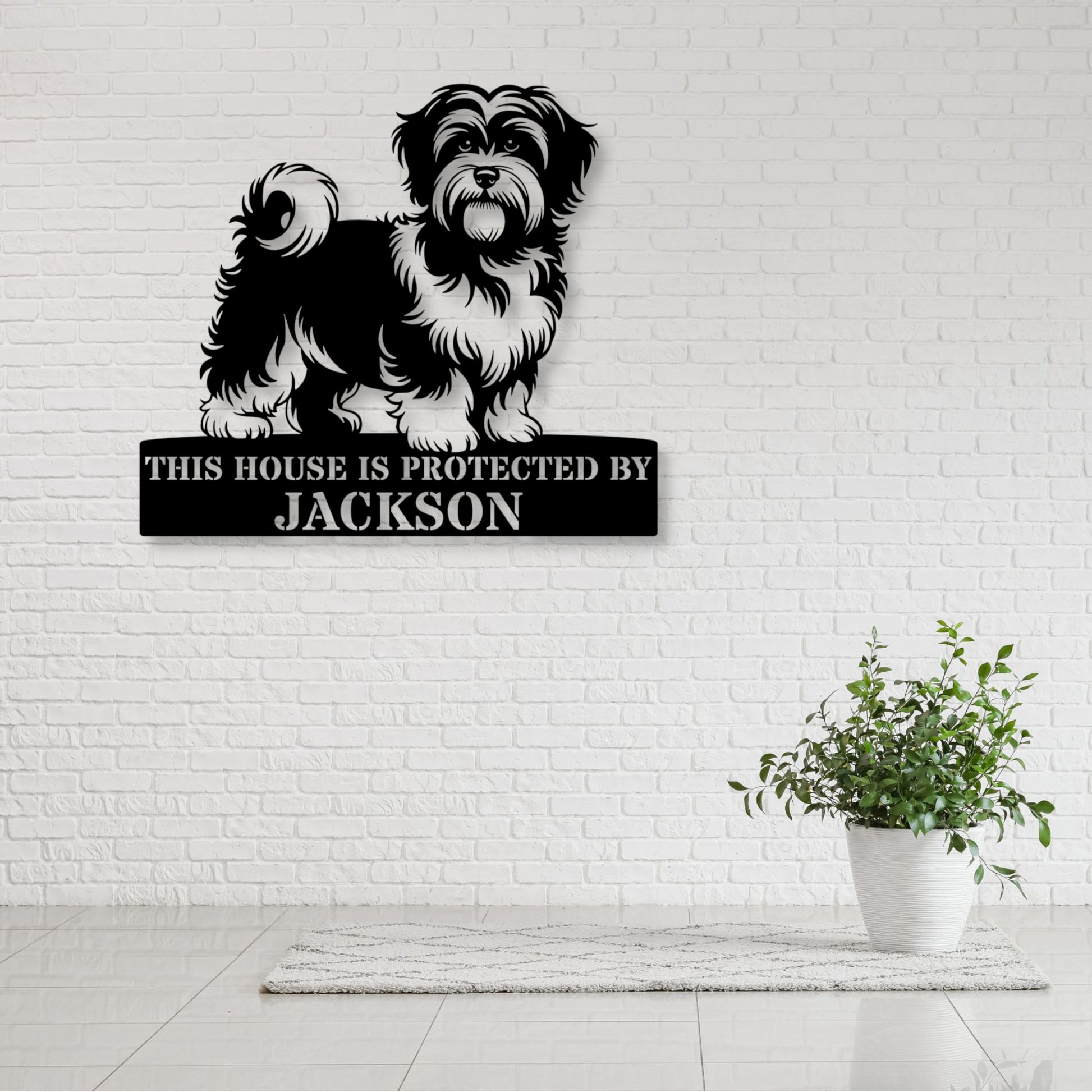 18 Inch Personalized Havanese Metal Sign In Black. Custom Dog Owner Wall Decor Gift.