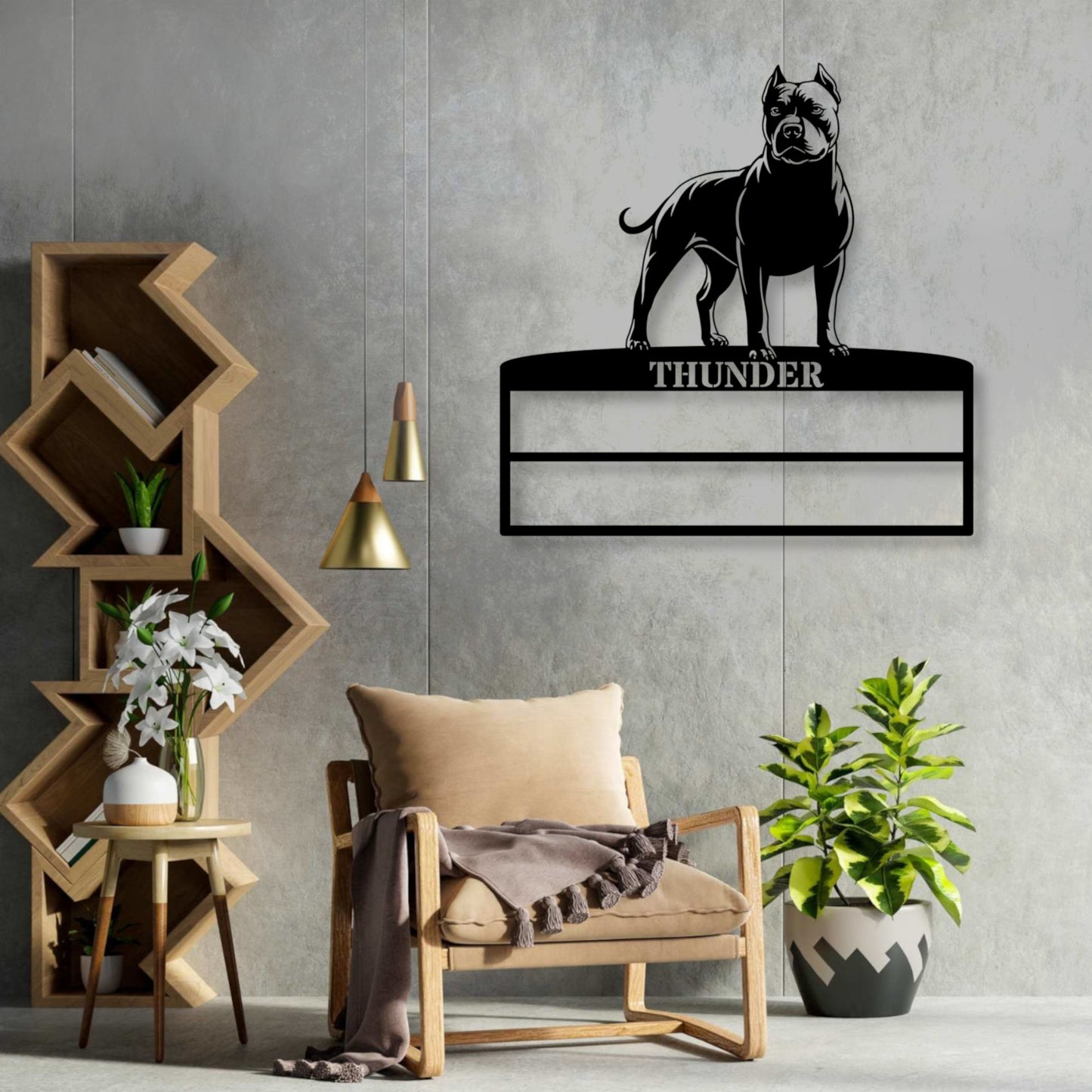 18 Inch Personalized Pitbull Terrier Ribbon Display Metal Sign. Custom Dog Champion Wall Decor Gift