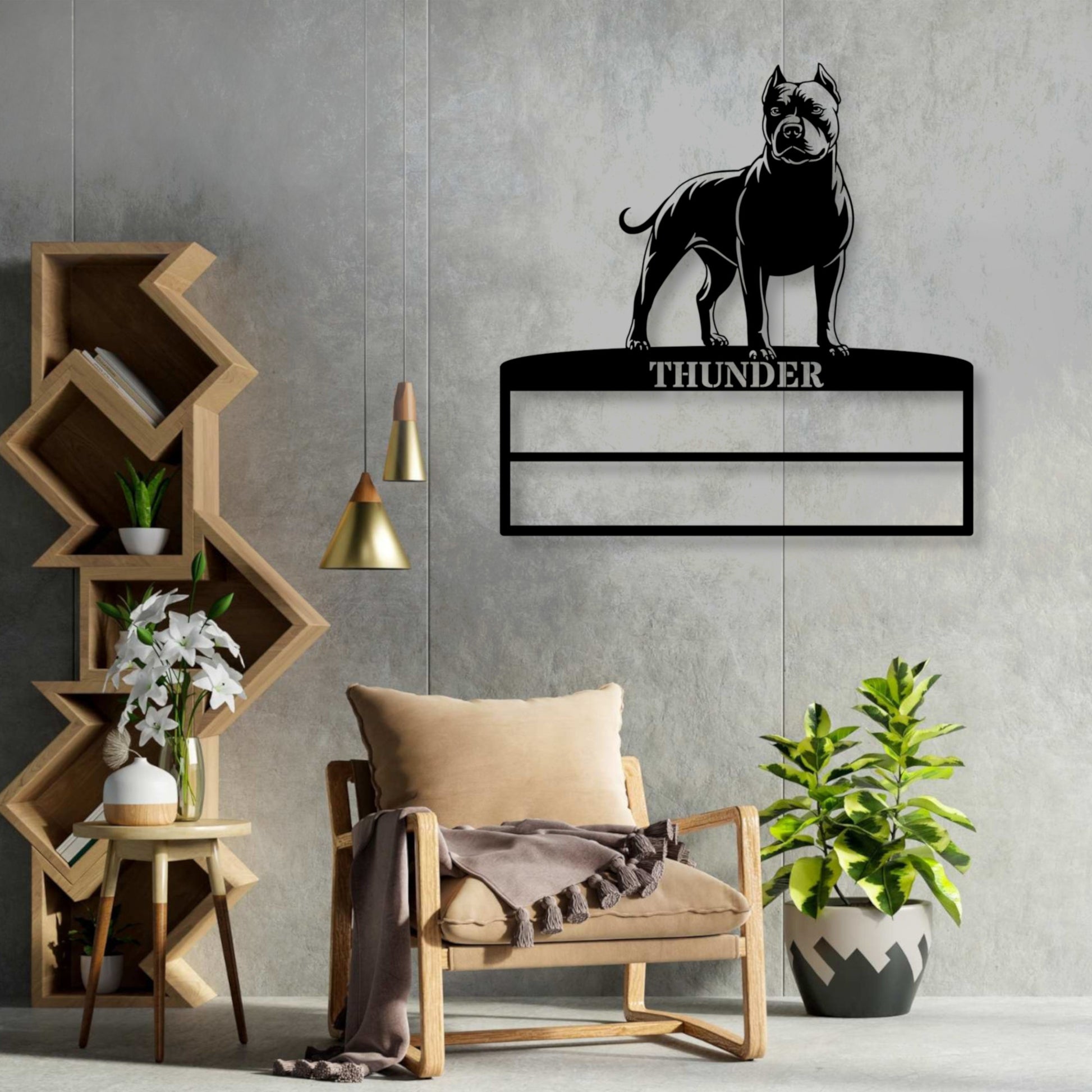 18 Inch Personalized Pitbull Terrier Ribbon Display Metal Sign. Custom Dog Champion Wall Decor Gift