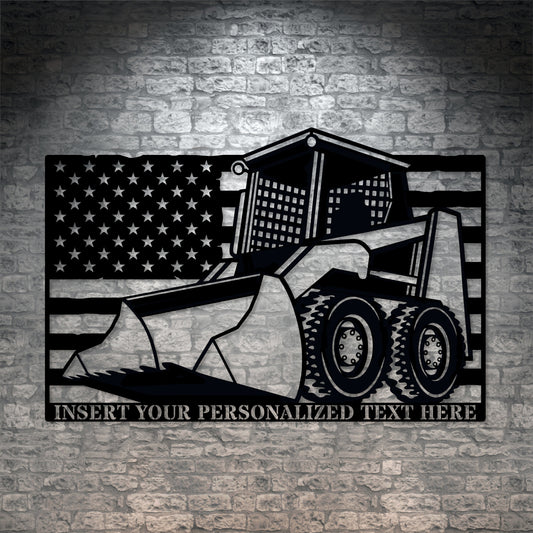 Personalized US Skid Steer Name Metal Sign. Custom American Loader Wall Decor Gift. Heavy Machinery Operator Wall Hanging.  Dirt Mover Sign