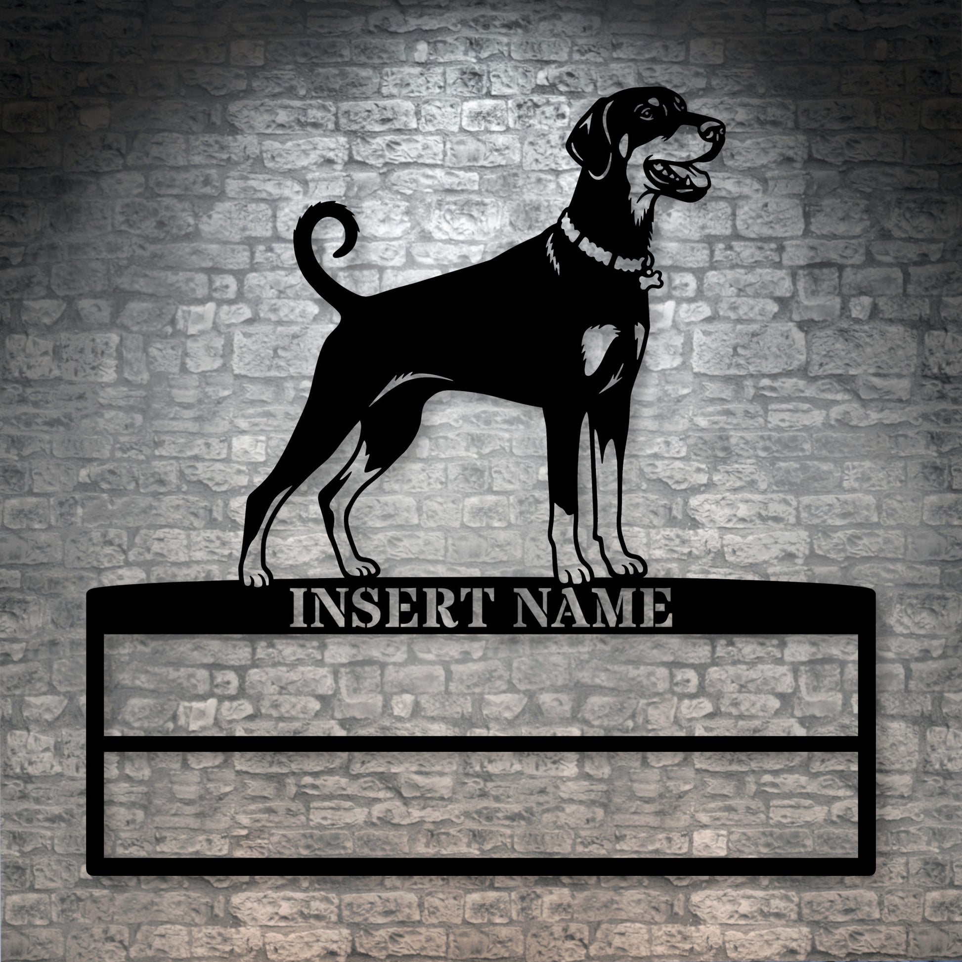Personalized Dobermann Rosette Name Metal Sign Champion Display