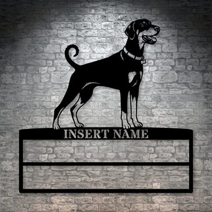 Personalized Dobermann Rosette Name Metal Sign Champion Display