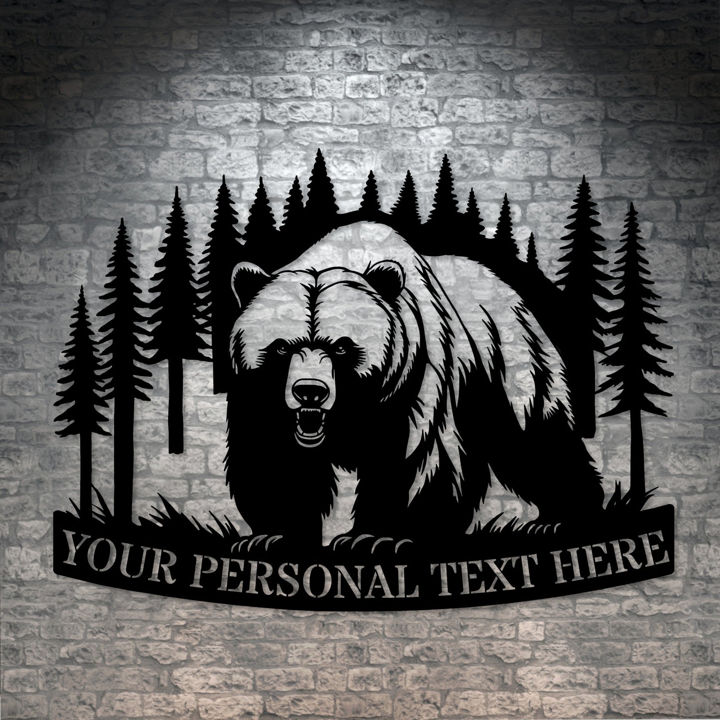 Personalized Black Bear Metal Sign Gift In Black