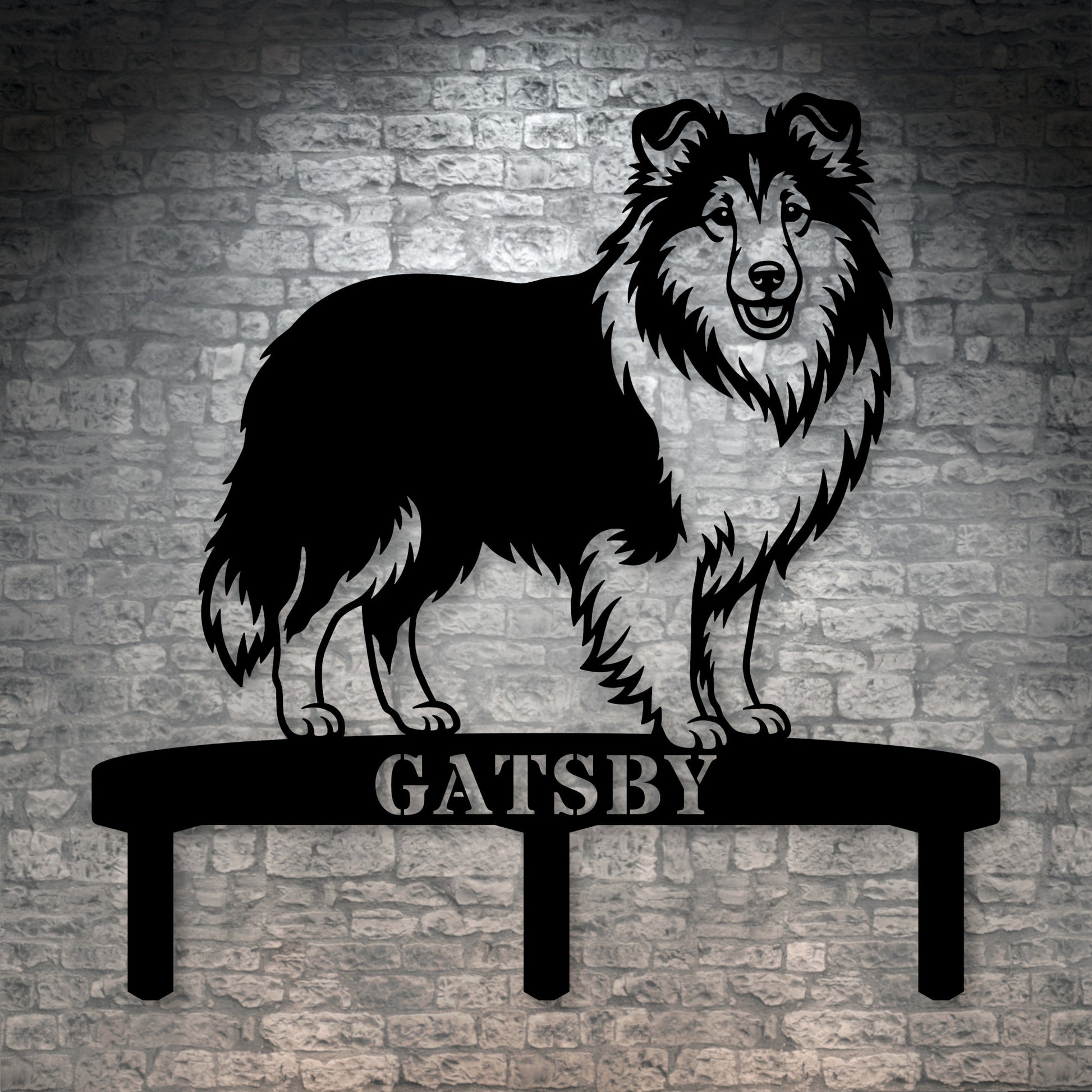 Personalized Shetland Sheepdog Garden Metal Sign With Stakes. Custom Dog Plaque Name Gift